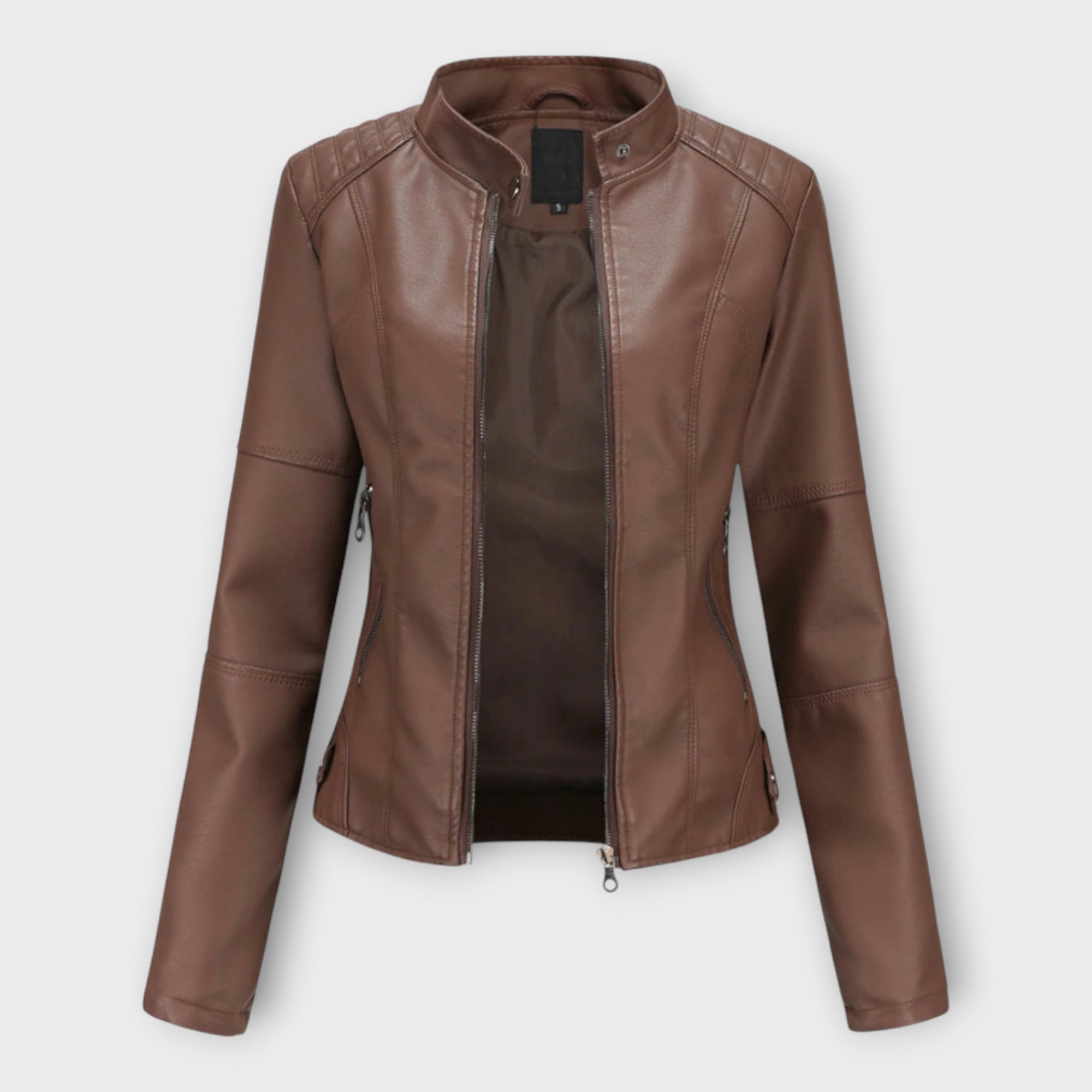 Ingrid | Elegant leather jacket with a modern line and timeless aesthetics