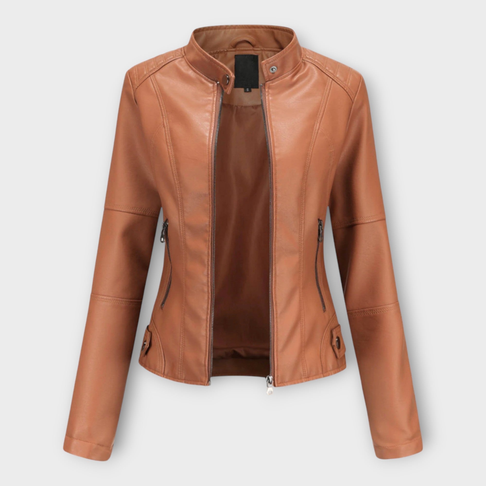 Ingrid | Elegant leather jacket with a modern line and timeless aesthetics