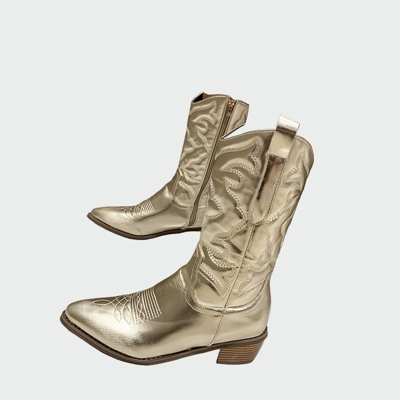 Flower | Elegant and Comfortable Metallic Cowboy Boots for Everyday Wear