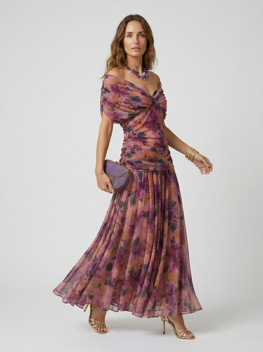 Long dress with V-neck