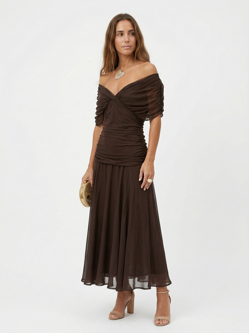 Long dress with V-neck