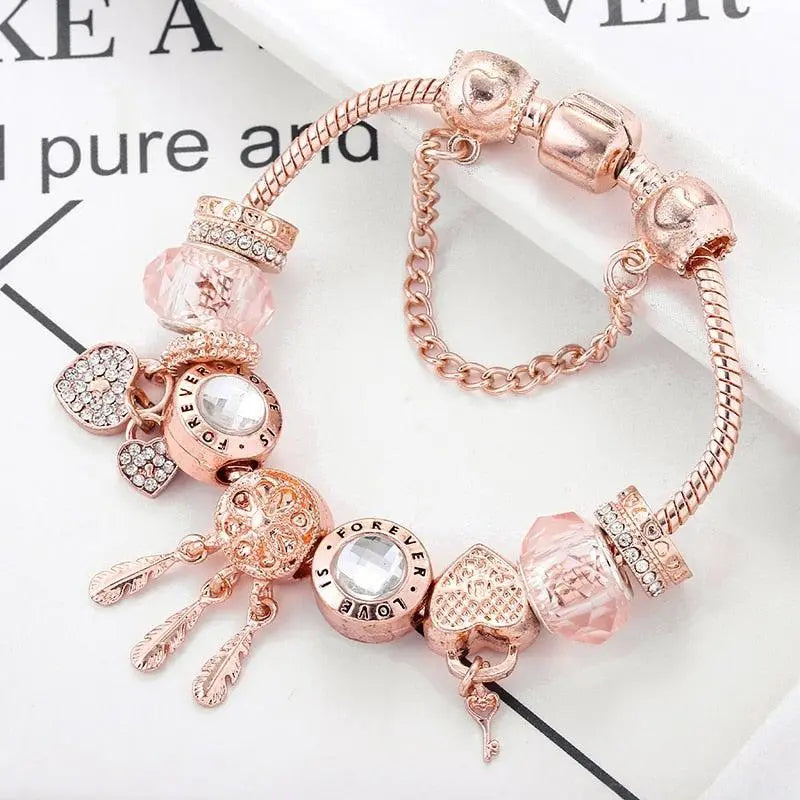 Rose Dreamcatcher Bracelet with Included Sterling Silver Charms