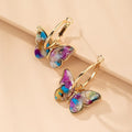 Gold Multicoloured Butterfly Hoop Earrings