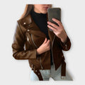 Tuuli | Modern Leather Jacket with Belt and Zip