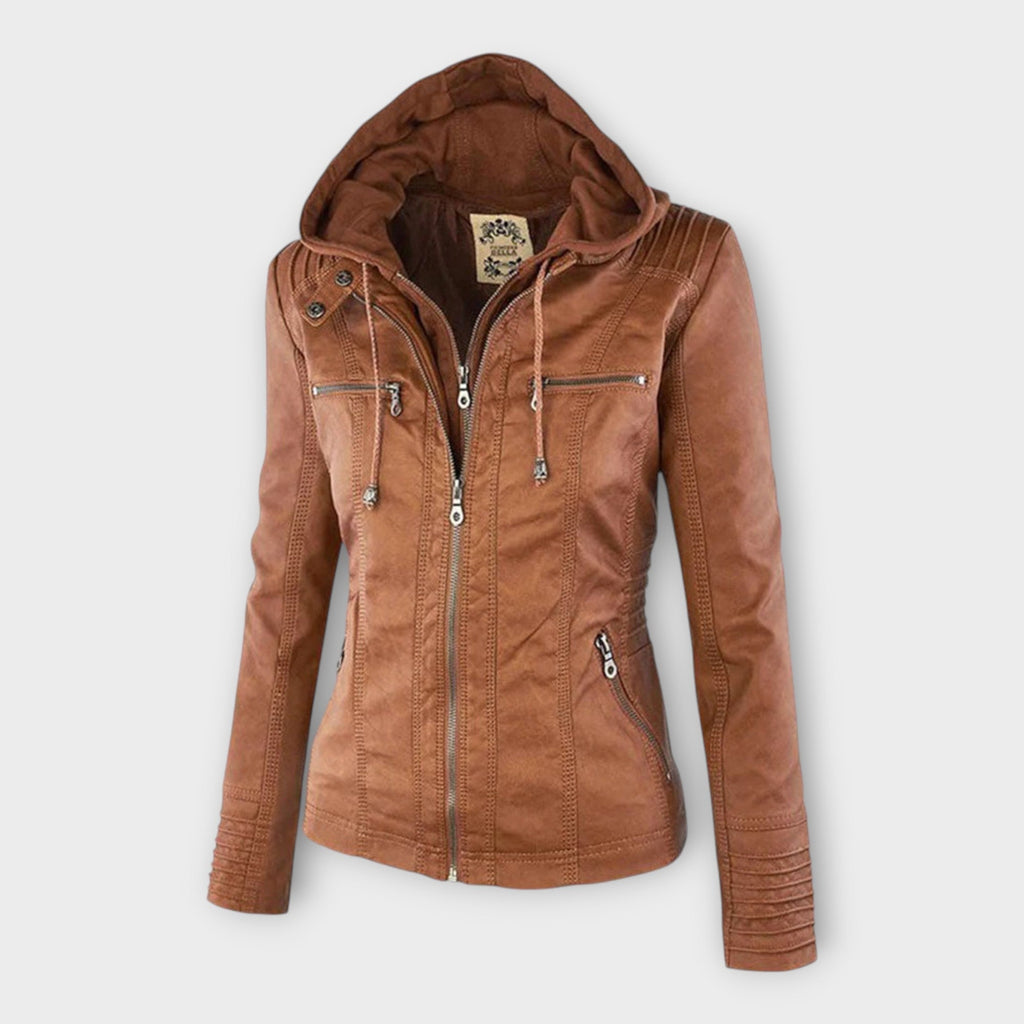 Ohnne | Modern leather jacket with a hood and timeless design