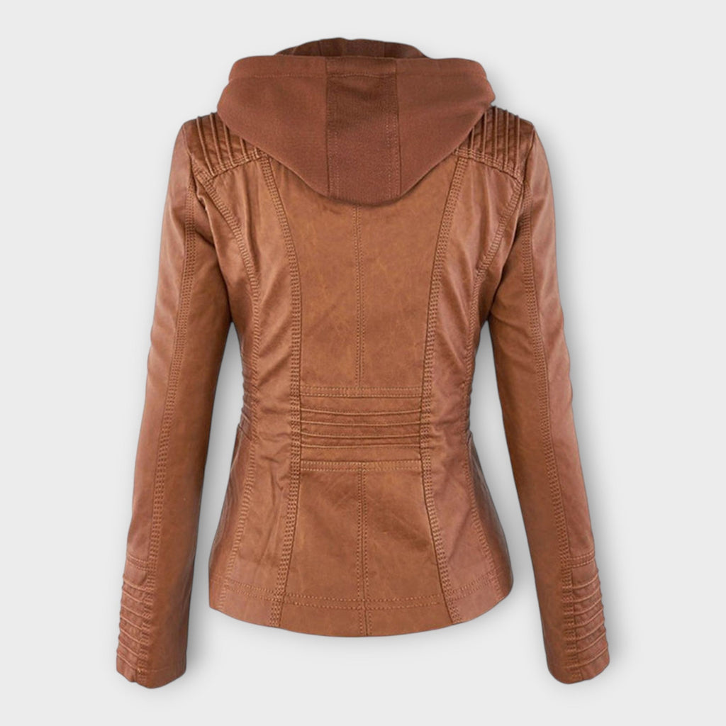 Ohnne | Modern leather jacket with a hood and timeless design