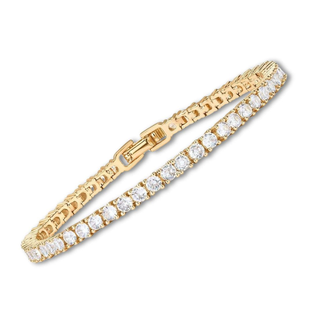 Gold-plated tennis bracelet with moissanite