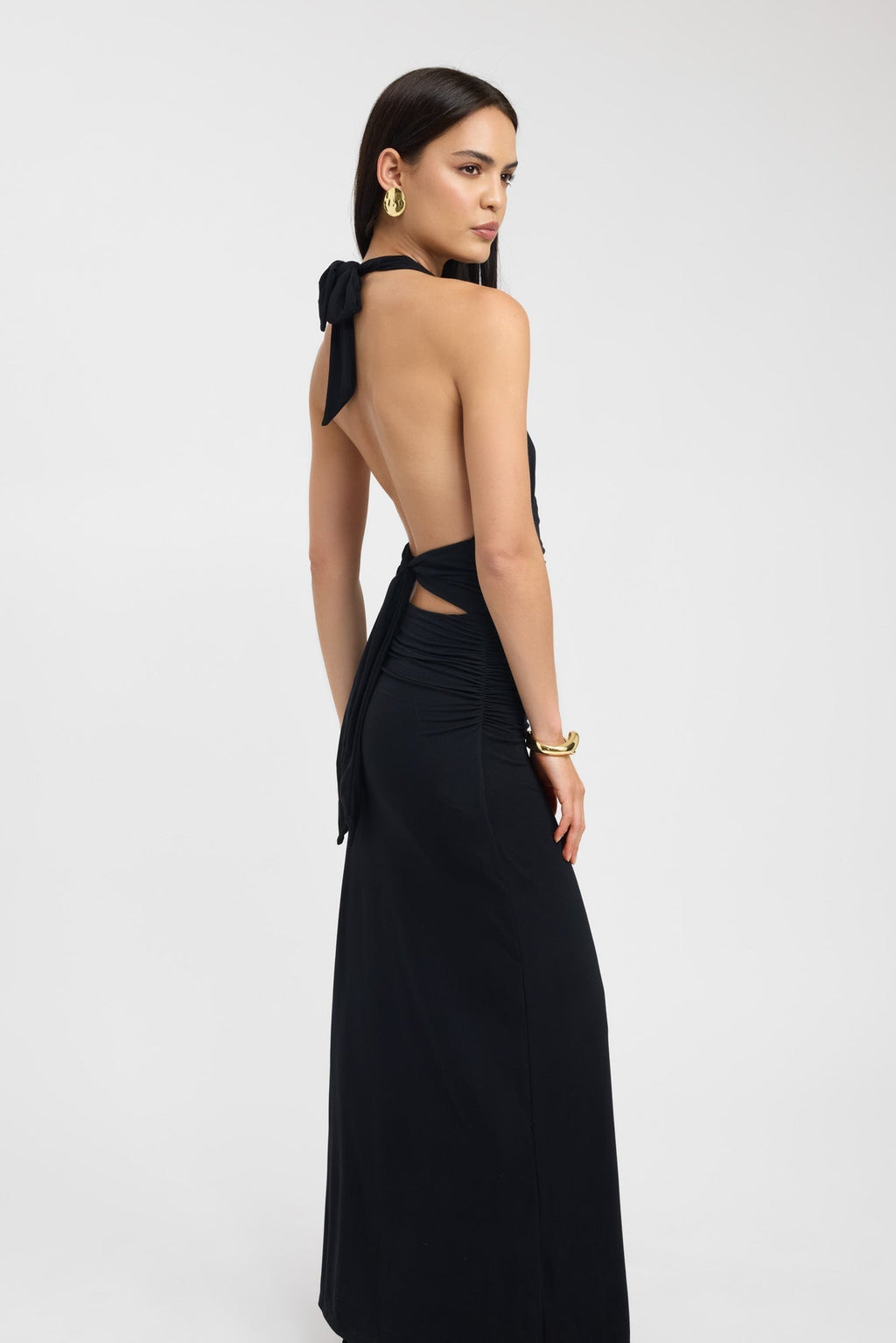 Lerata | elegant long dress with buttoned collar