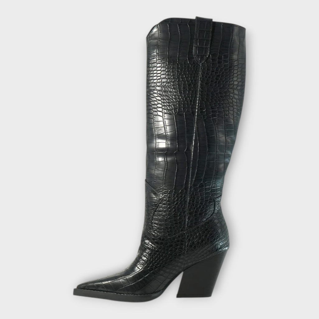 Mirjana | Elegant Crocodile Pattern Boots and Stylish Heel