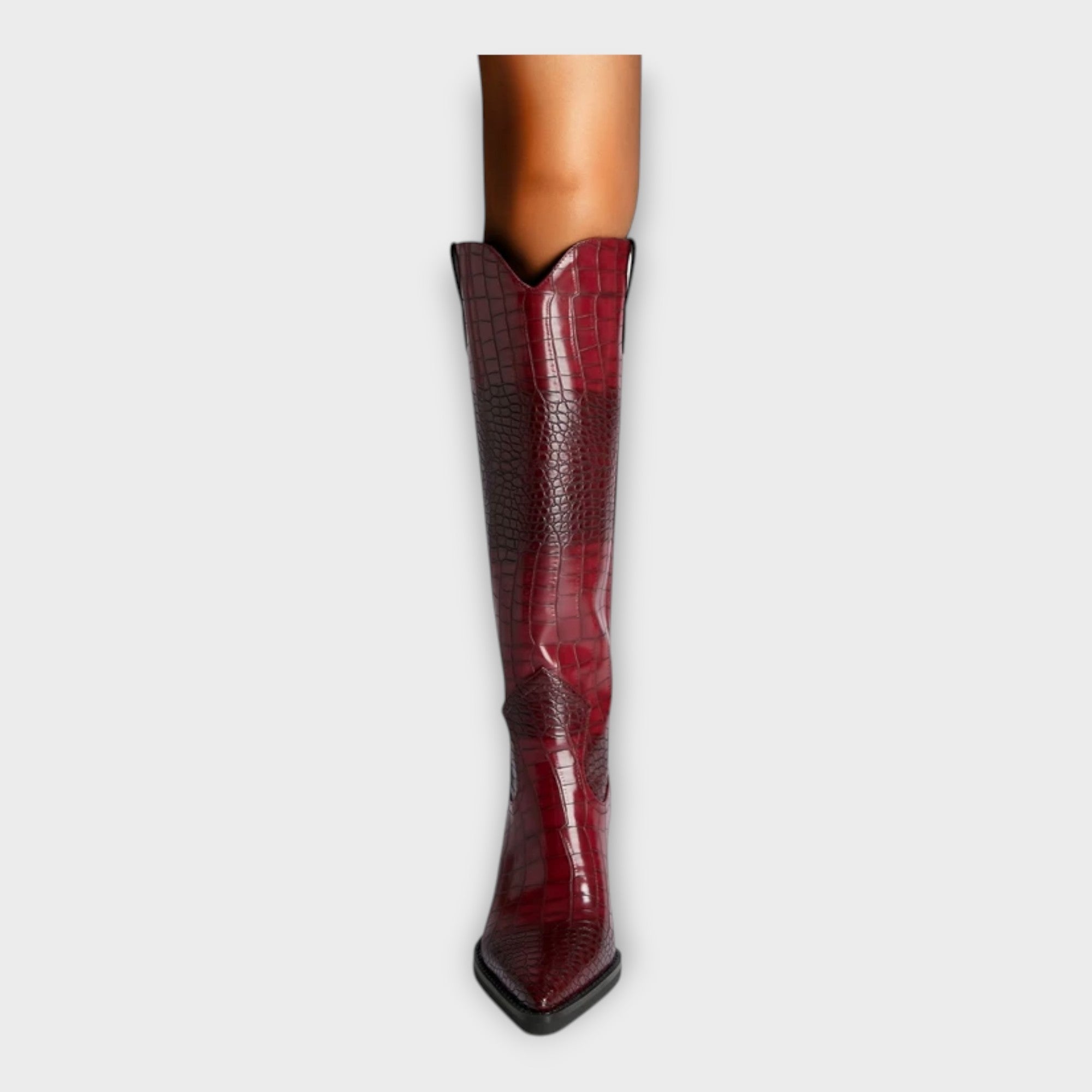 Mirjana | Elegant Crocodile Pattern Boots and Stylish Heel
