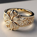 Gold ring with floral zircons