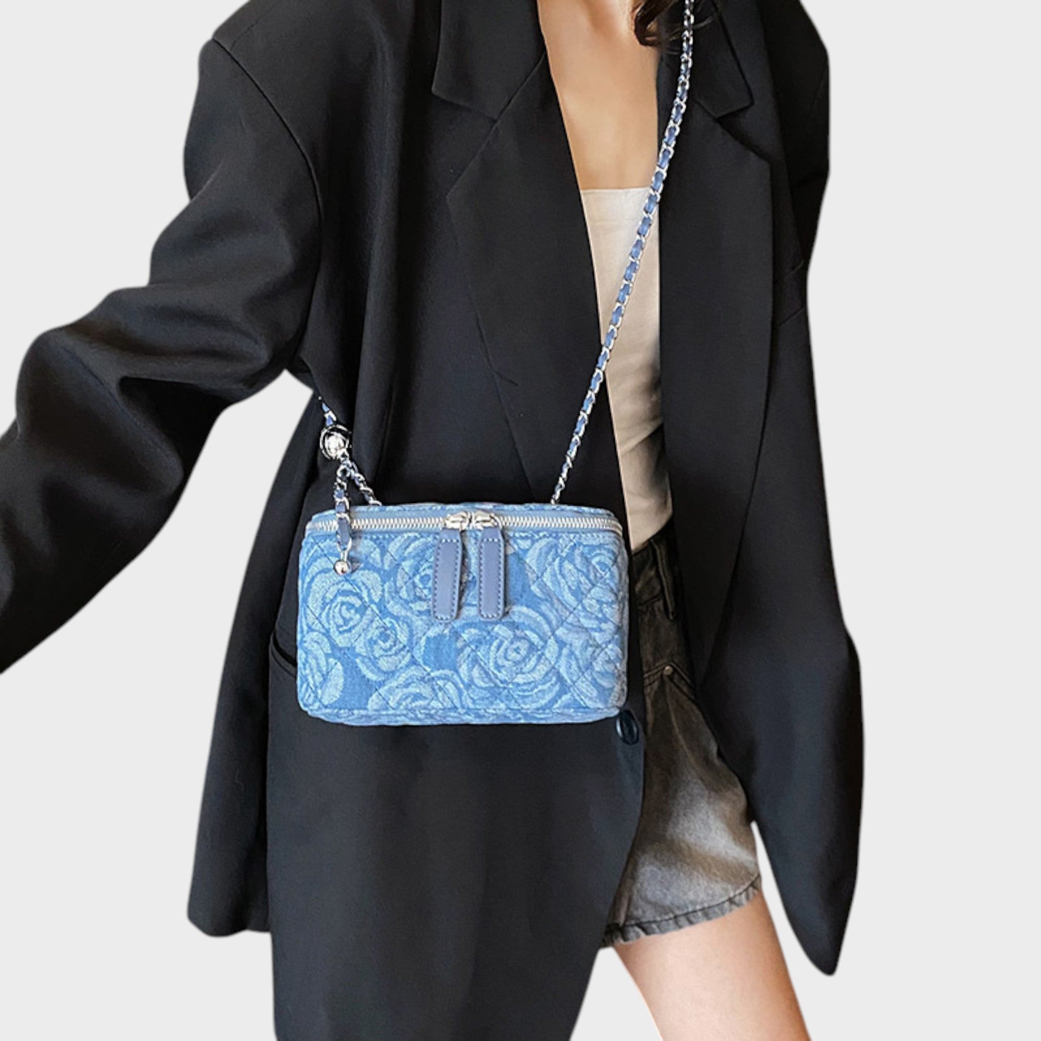 Ksenija | Denim Floral Pattern Handbag