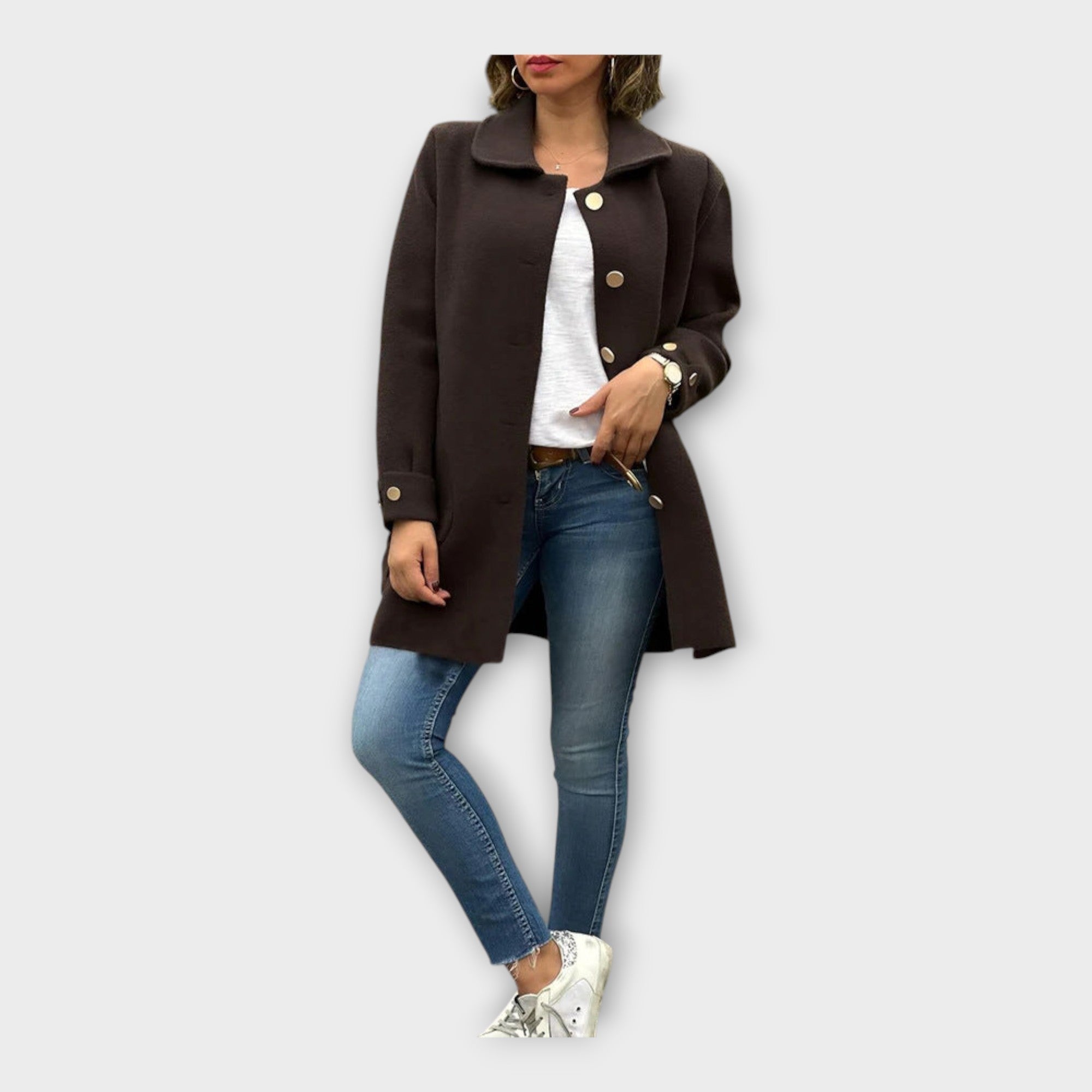 Grete | Long coat with a classic line and buttons