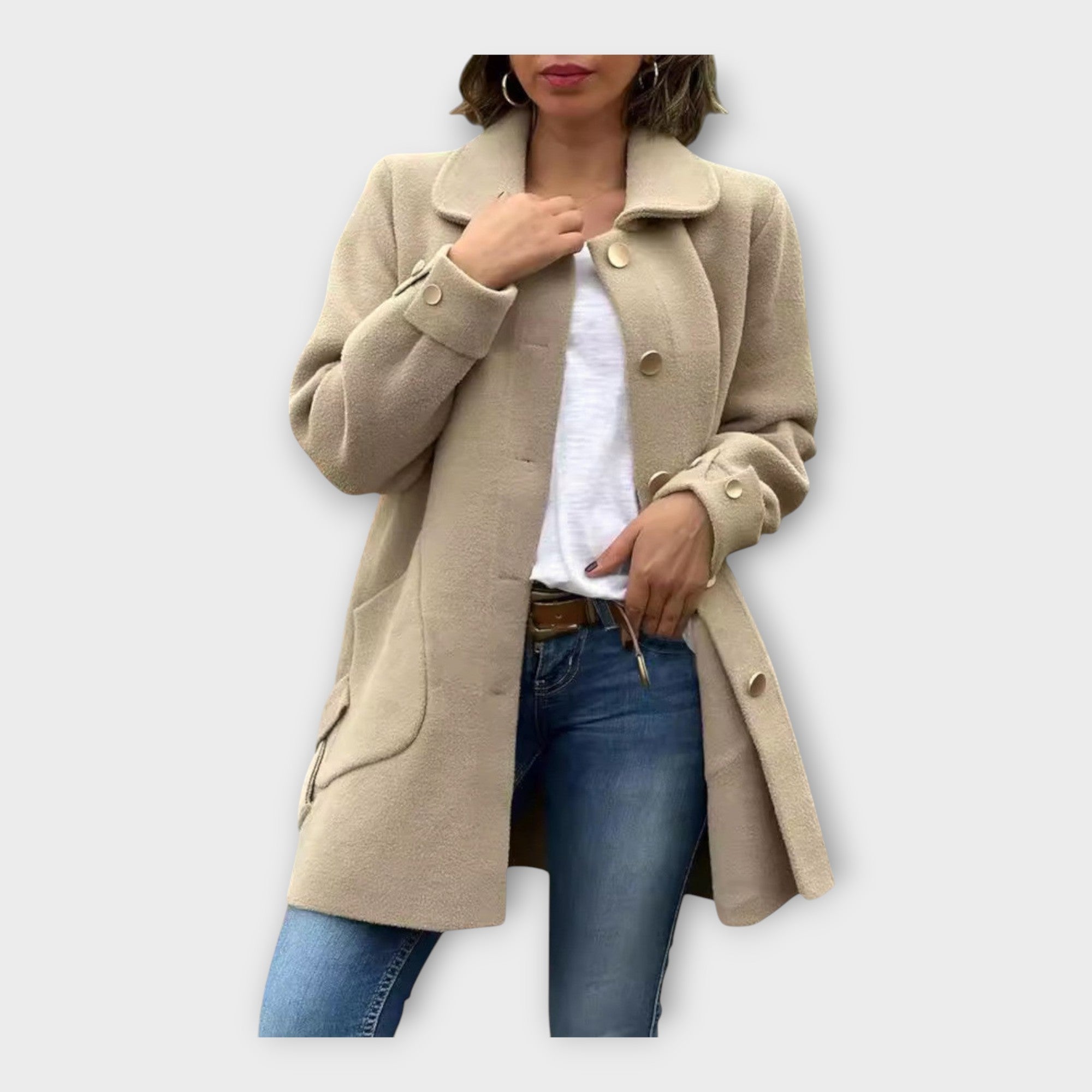 Grete | Long coat with a classic line and buttons