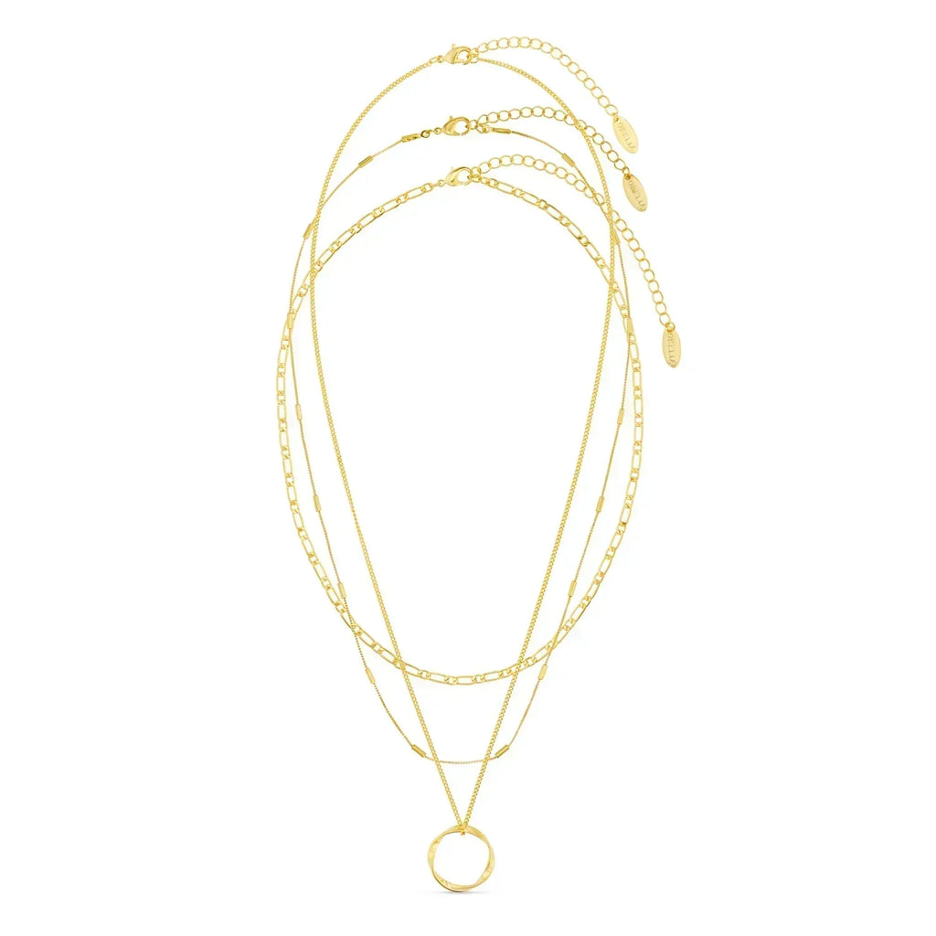 Open Hoop Necklace with Three Rows in Gold