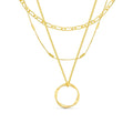 Open Hoop Necklace with Three Rows in Gold