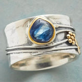 Vintage silver ring with blue crystal