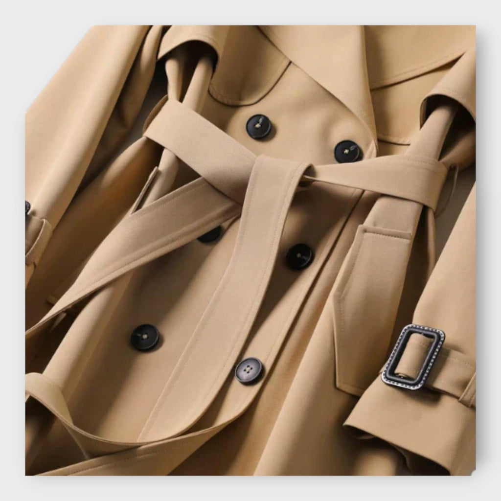 Merike | Classic Long Trench Coat with Belt