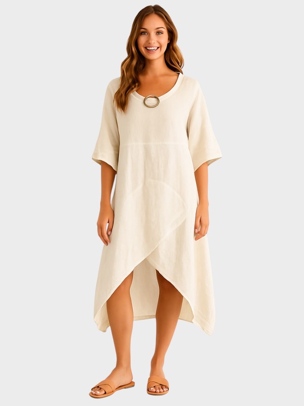 Marta | Asymmetrical Cotton and Linen Dress