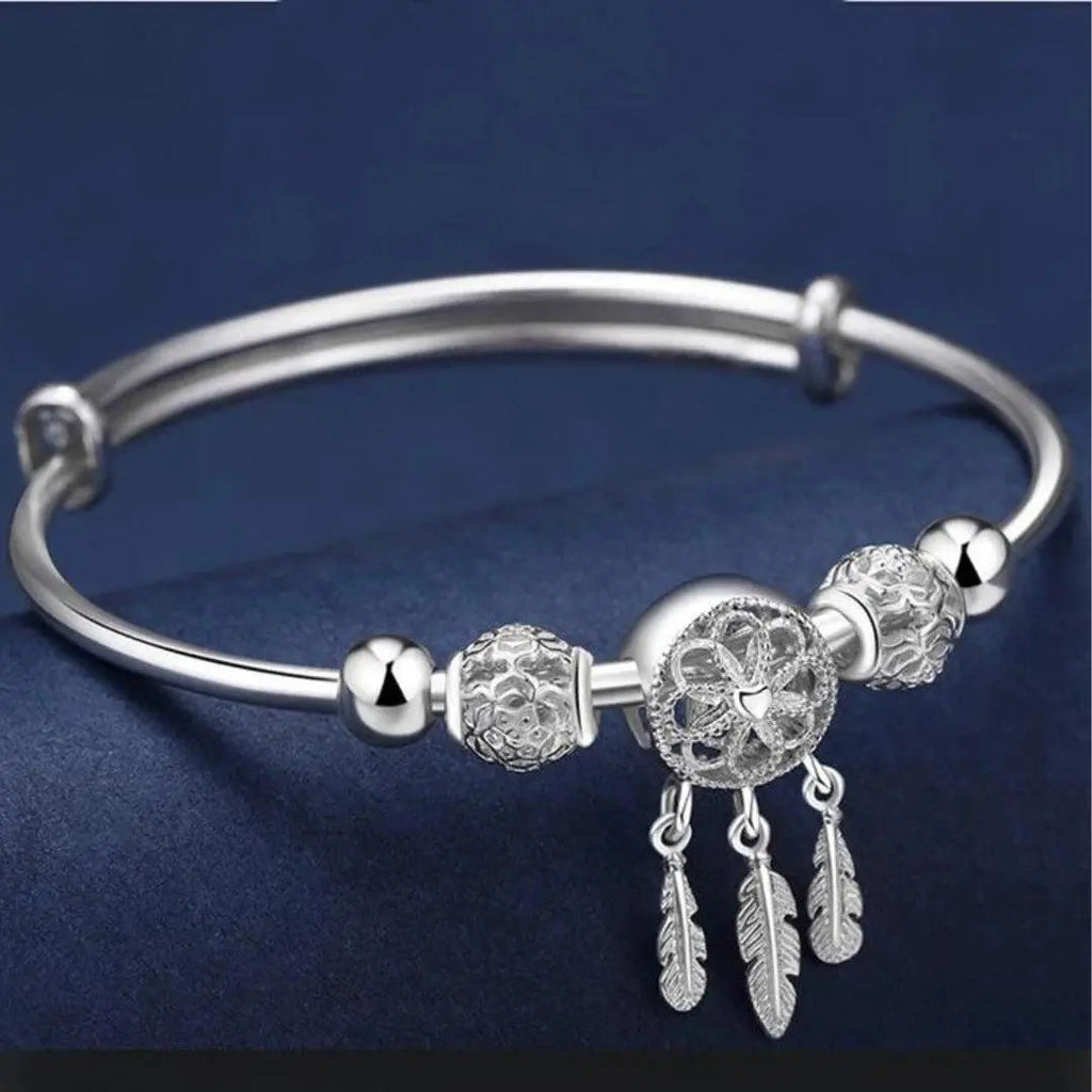 Silver Dreamcatcher Cuff Bracelet