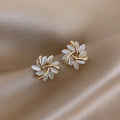 White Opal Stud Earrings