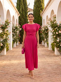 Seraphina | Elegant Pleated Maxi Dress with Tied Waist