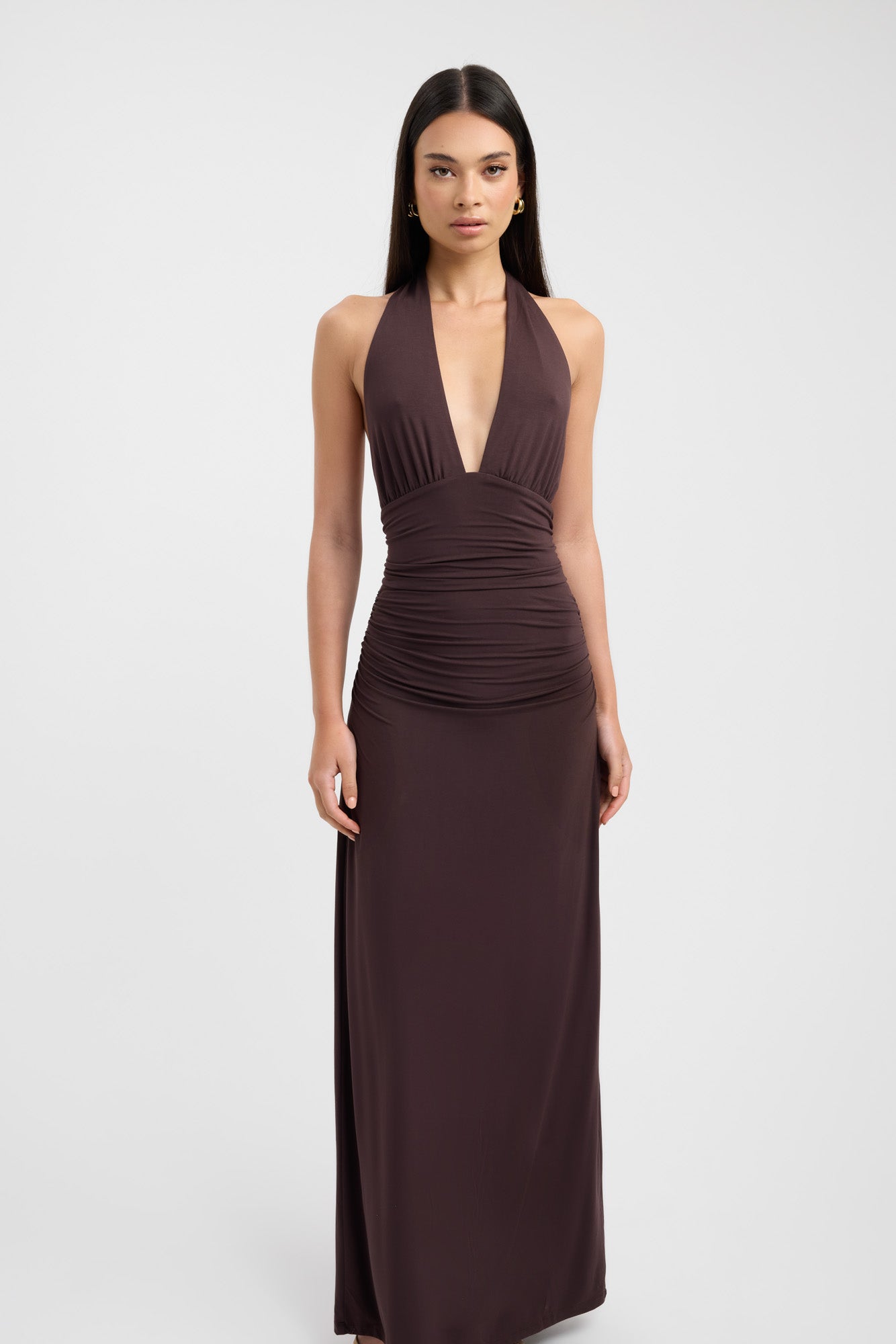 Lerata | elegant long dress with buttoned collar