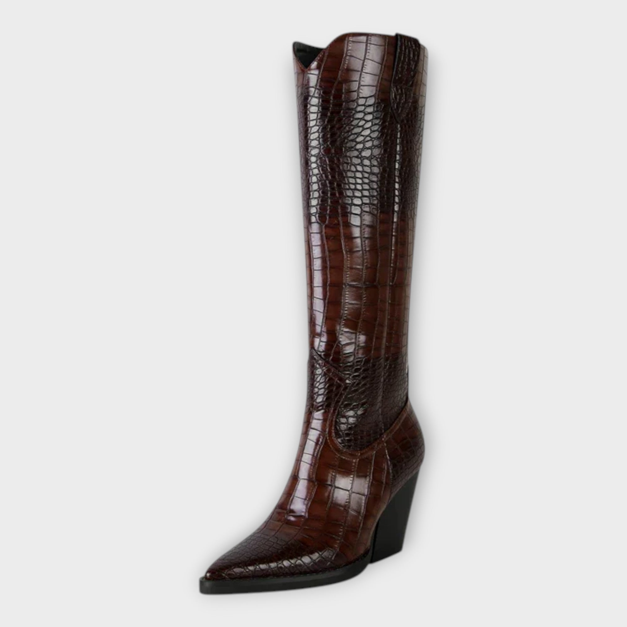 Mirjana | Elegant Crocodile Pattern Boots and Stylish Heel