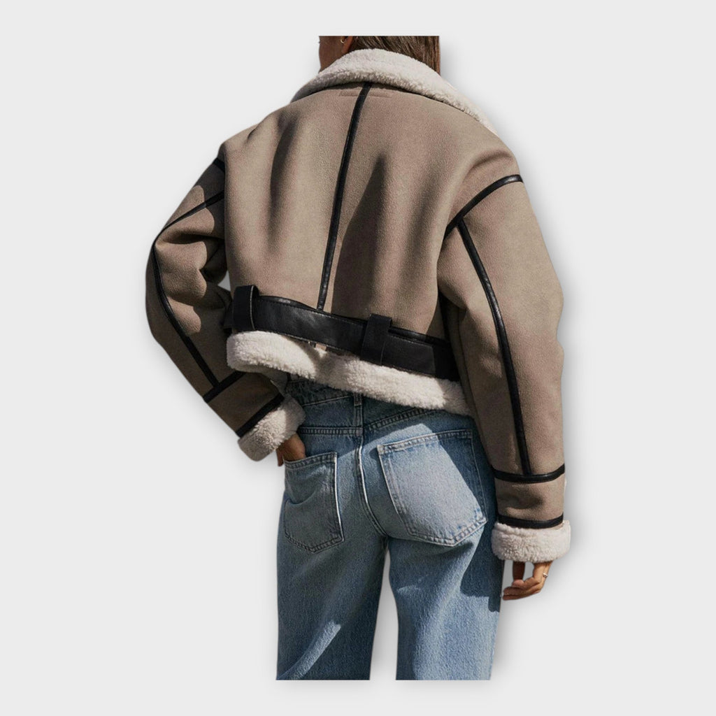 Leelo | Leather Jacket with Lining and Belt