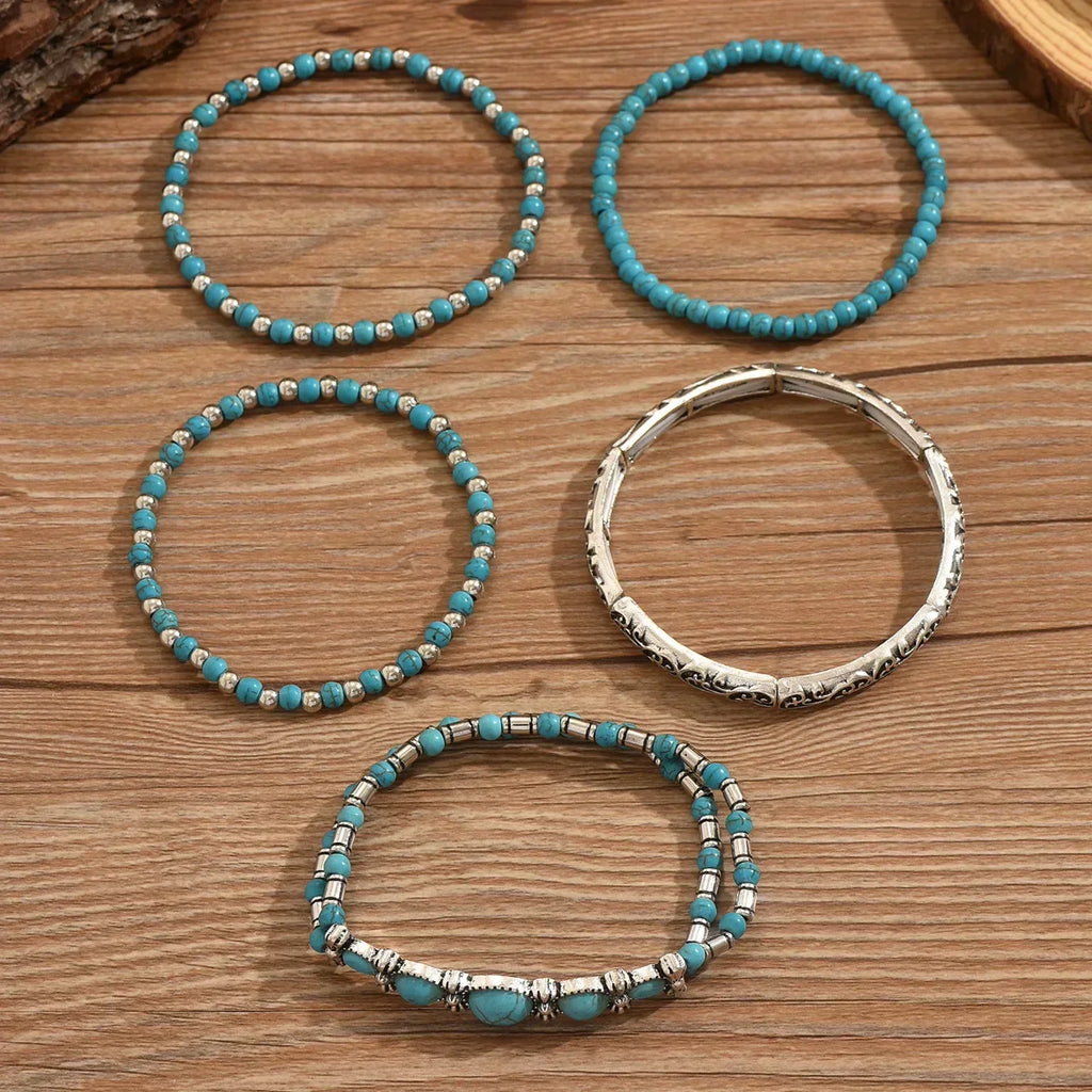 Boho Bracelet Set with Turquoise Beads