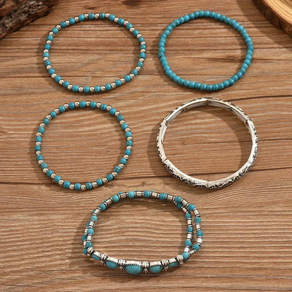 Boho Bracelet Set with Turquoise Beads