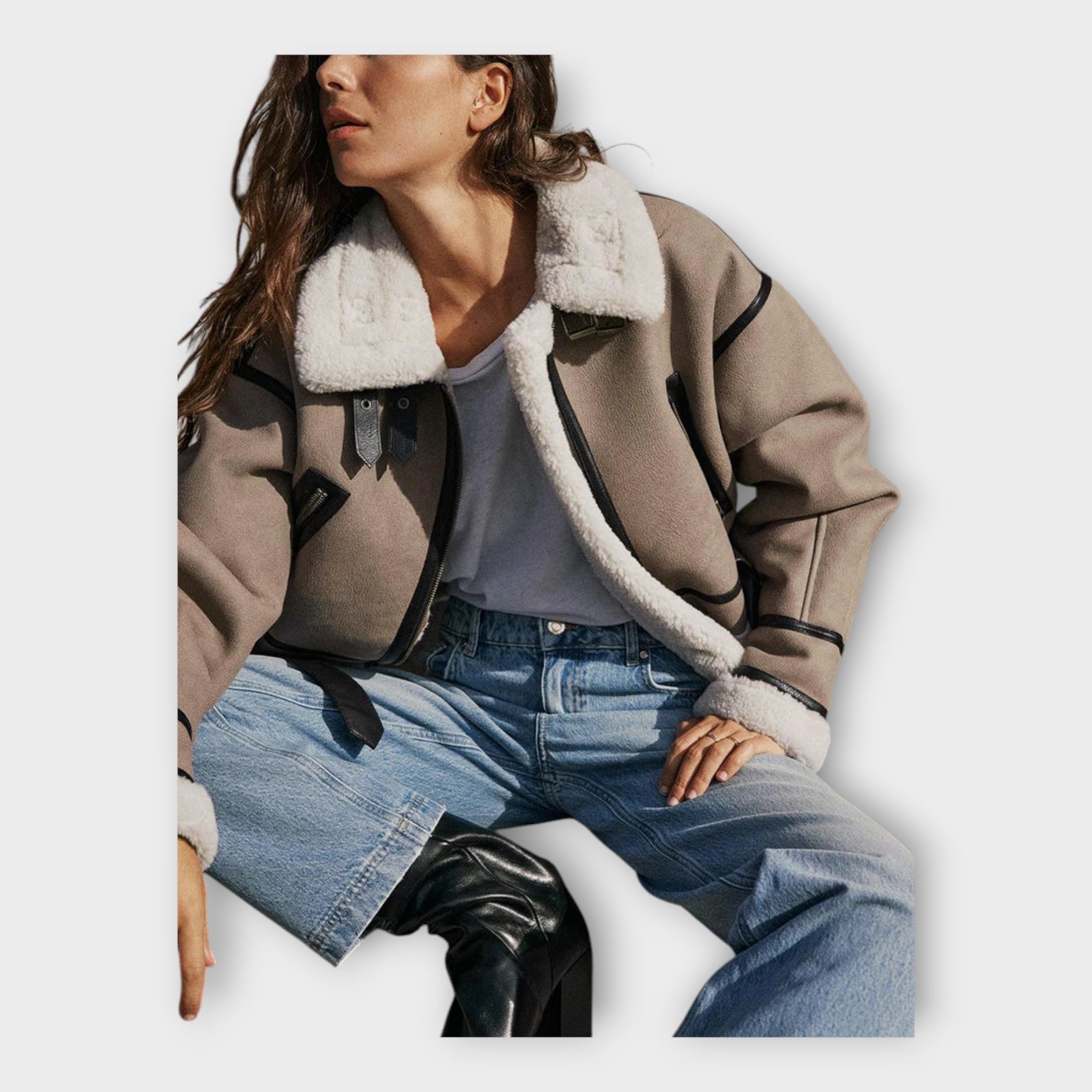 Leelo | Leather Jacket with Lining and Belt