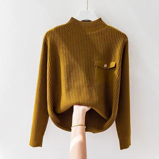 Virge | Elegant Knitted High Neck Jumper