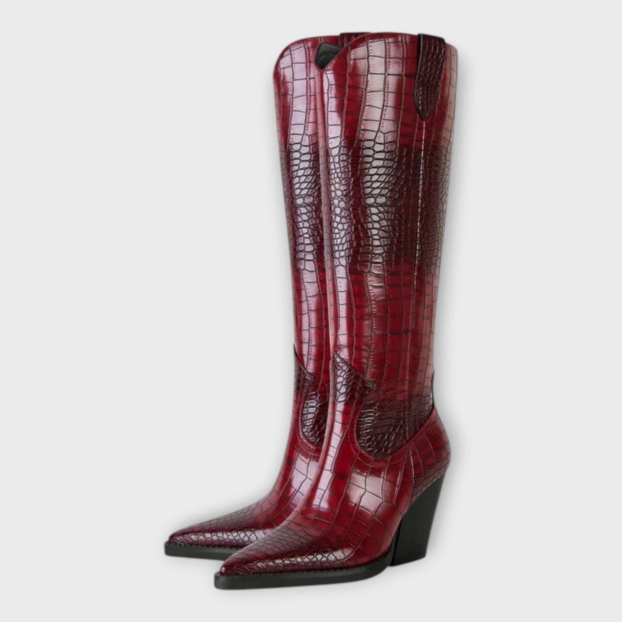 Mirjana | Elegant Crocodile Pattern Boots and Stylish Heel