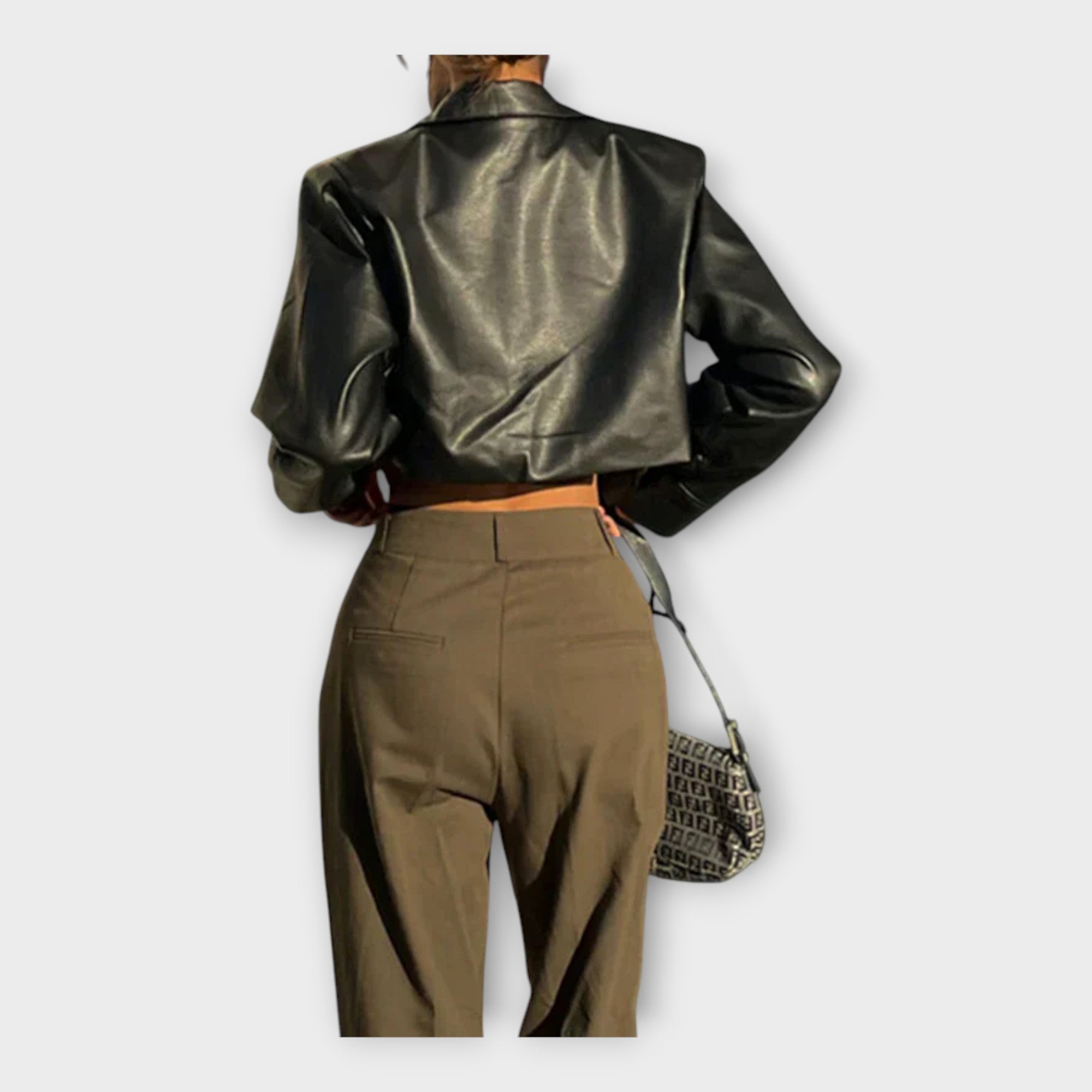 Anu | Short Leather Jacket with Pockets