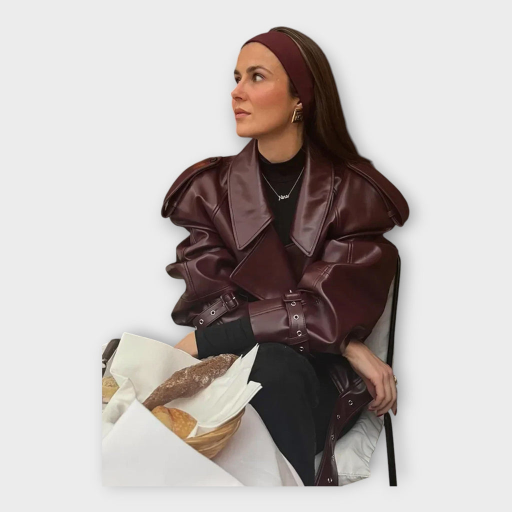Elina | Leather Jacket with Stylish Details