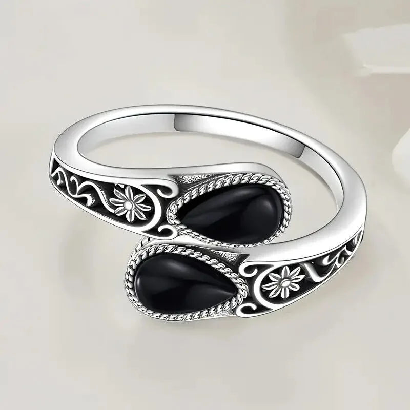 Elegant Ring with Moonstone Flower