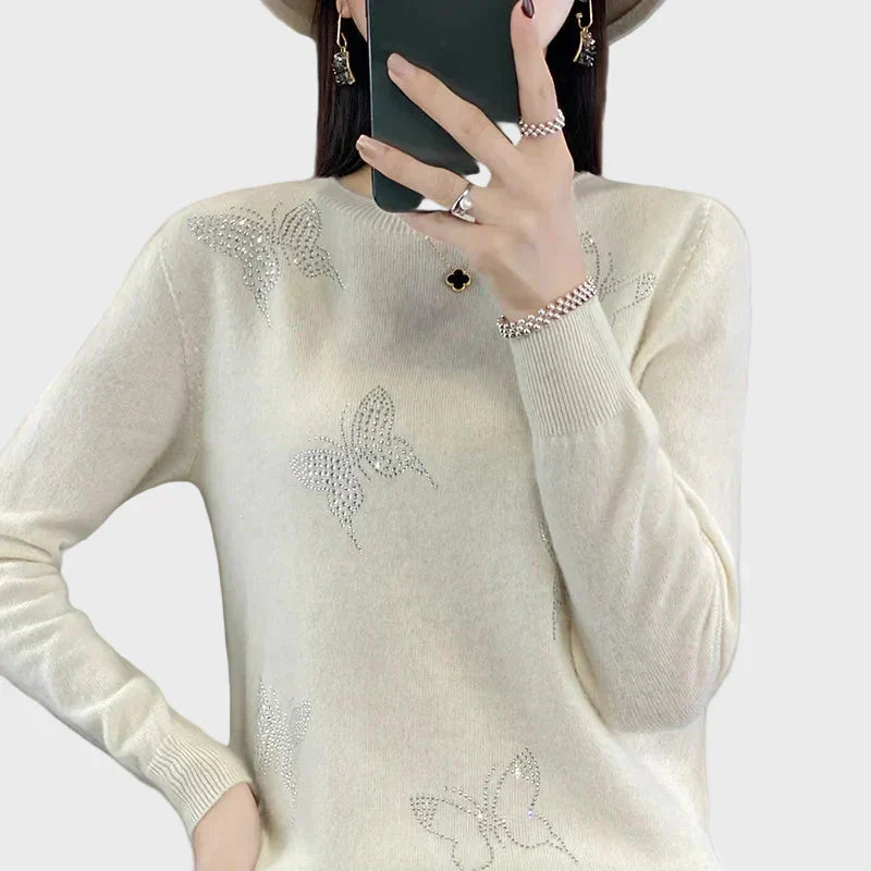 Hilda | Knitted Turtle Neck with Butterfly Pattern