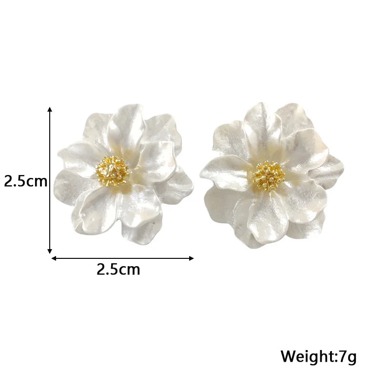 Chic White Acrylic Button Earrings