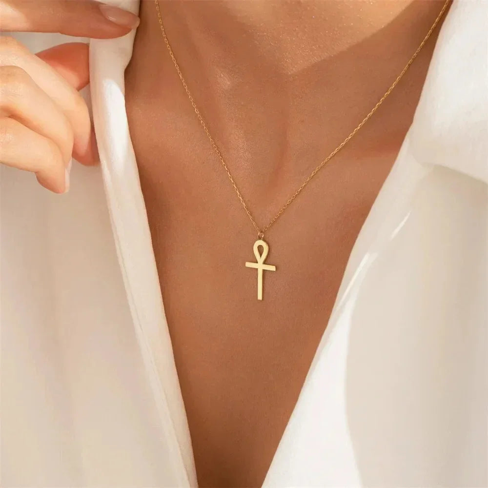 Gold Ankh Pendant Necklace