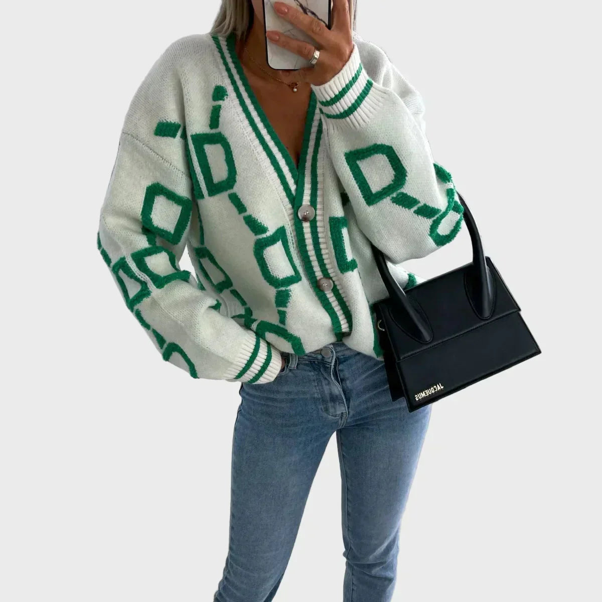 Signe | Knitted Vest with Geometric Pattern