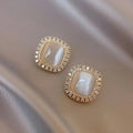 Chic Square Earrings with Opal and Cubic Zirconia