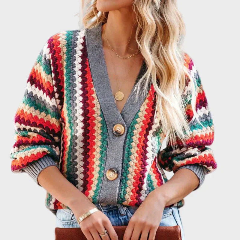 Kaisa | Retro Knitted Vest with Striped Pattern