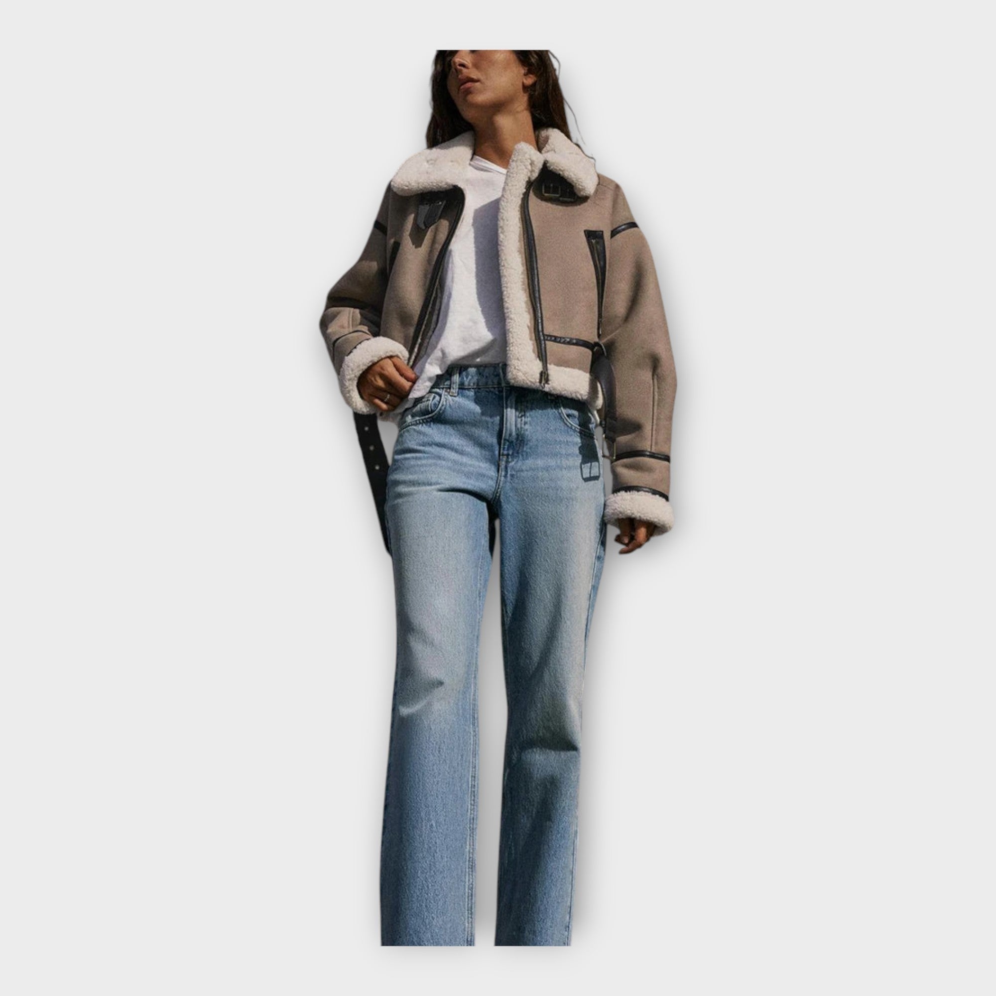 Leelo | Leather Jacket with Lining and Belt