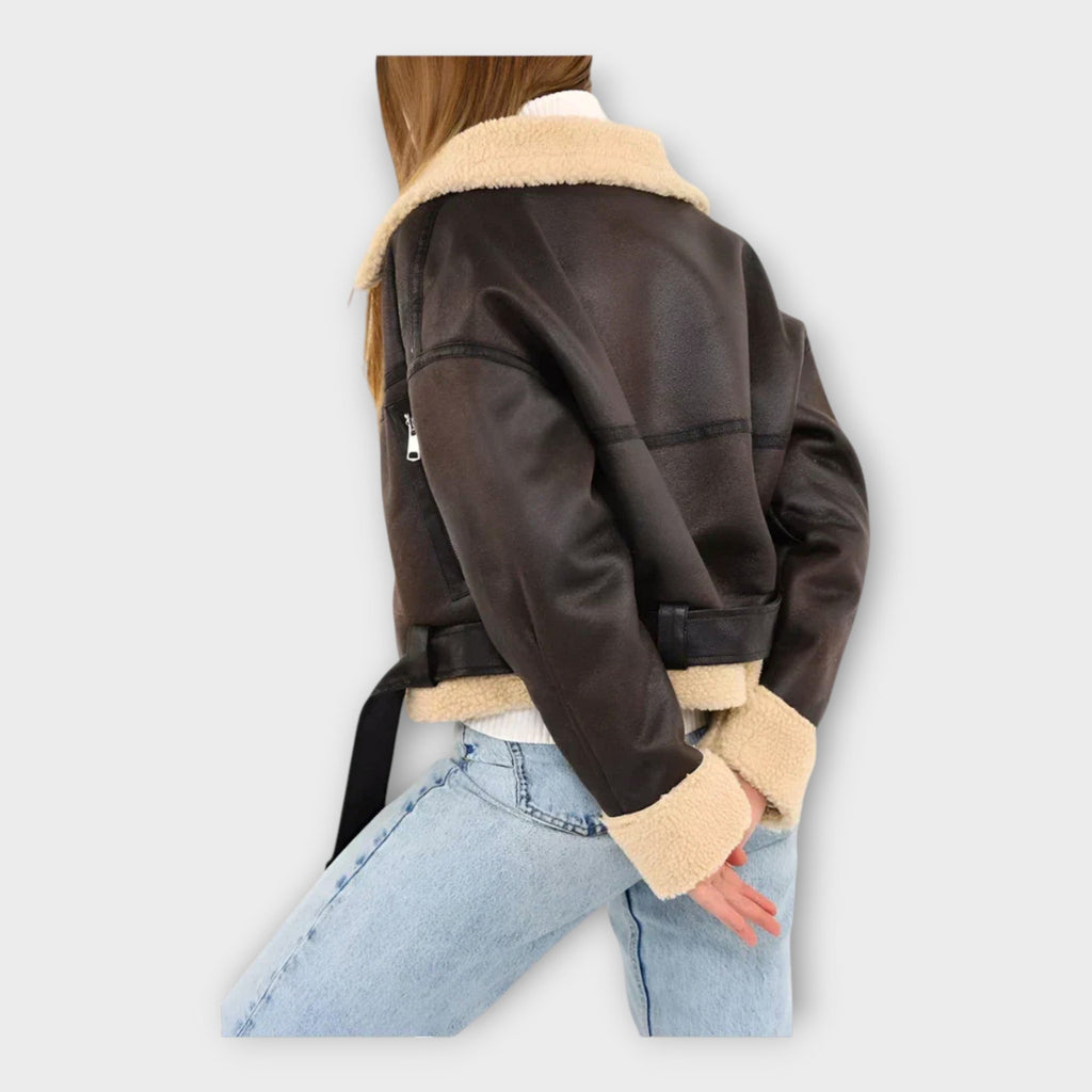 Helin | Stylish leather jacket with lining and belt