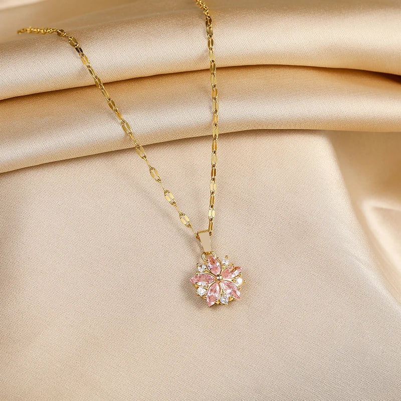 Sakura Rose Romantic Stainless Steel Necklace