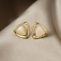 Sophisticated Triangular Earrings with Opal and Crystals