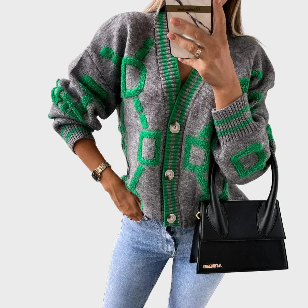 Signe | Knitted Vest with Geometric Pattern