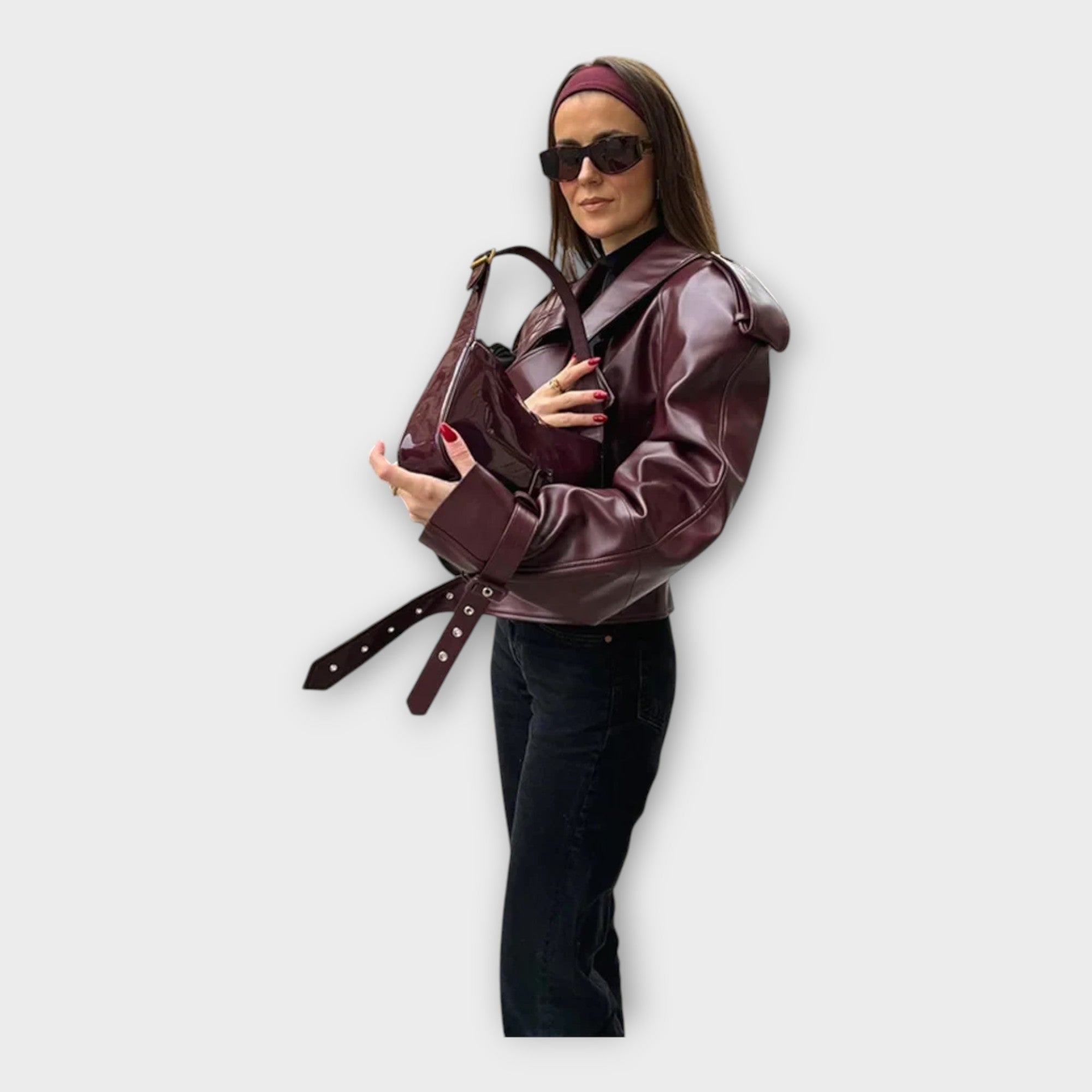 Elina | Leather Jacket with Stylish Details