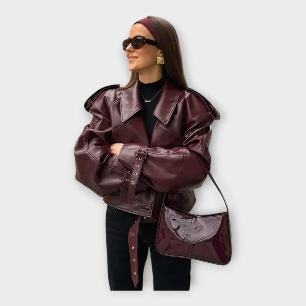 Elina | Leather Jacket with Stylish Details